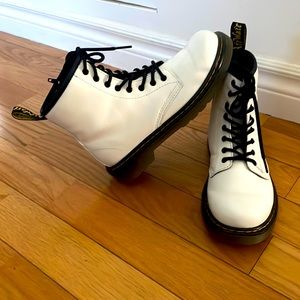 Junior white Dr. Martens boots
